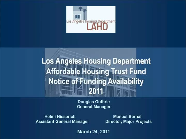 los angeles housing department affordable housing trust fund notice of funding availability 2011