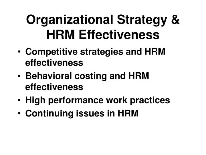 organizational strategy hrm effectiveness