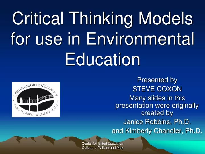 critical thinking models for use in environmental education
