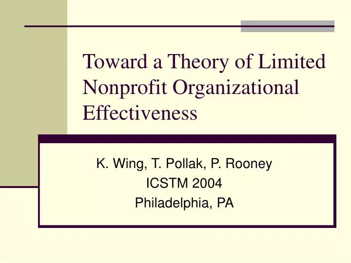 toward a theory of limited nonprofit organizational effectiveness
