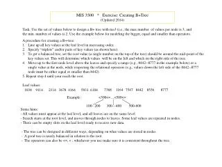 MIS 3500 * Exercise: Creating B+Tree (Updated 2014)