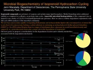 Microbial Biogeochemistry of Isoprenoid Hydrocarbon Cycling