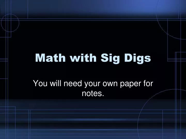 math with sig digs