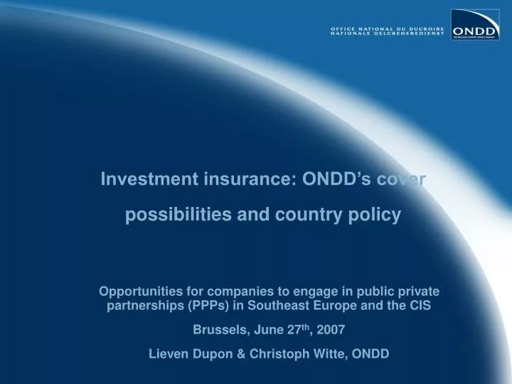 investment insurance ondd s cover possibilities and country policy