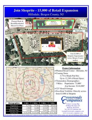 Project Information Planned Retail Center - Hillsdale, NJ