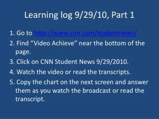 Learning log 9/29/10, Part 1