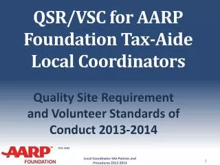 QSR/VSC for AARP Foundation Tax-Aide Local Coordinators