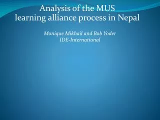 Analysis of the MUS learning alliance process in Nepal