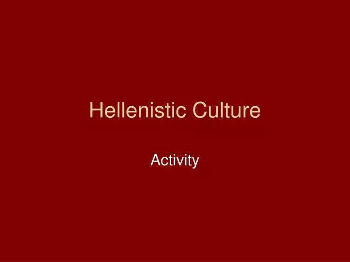 hellenistic culture