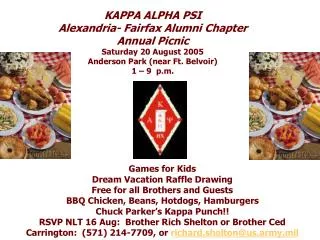 KAPPA ALPHA PSI Alexandria- Fairfax Alumni Chapter Annual Picnic Saturday 20 August 2005