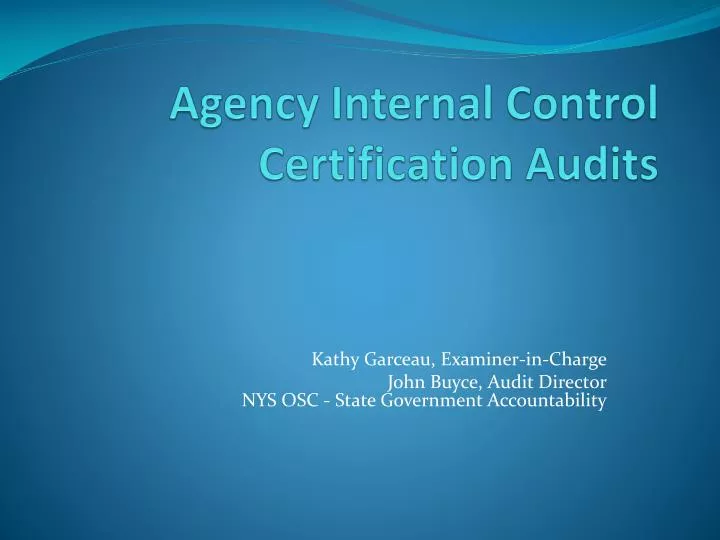 agency internal control certification audits