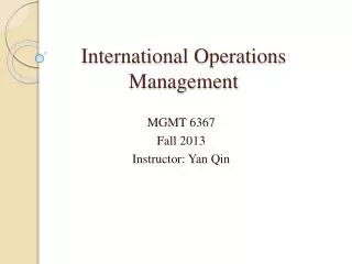 International Operations Management