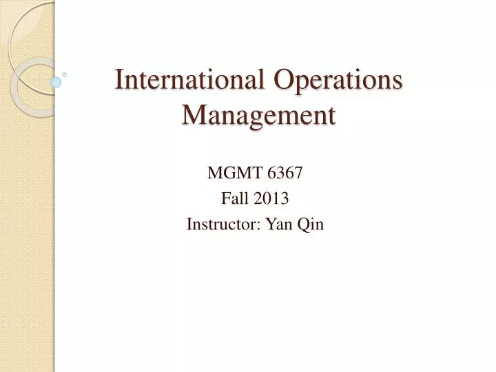 international operations management