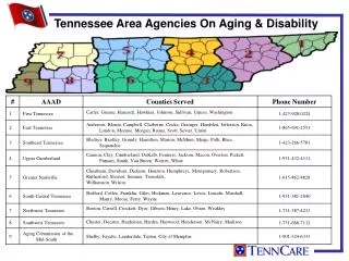 Tennessee Area Agencies On Aging &amp; Disability