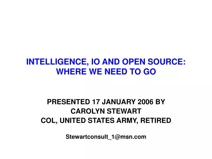 intelligence io and open source where we need to go
