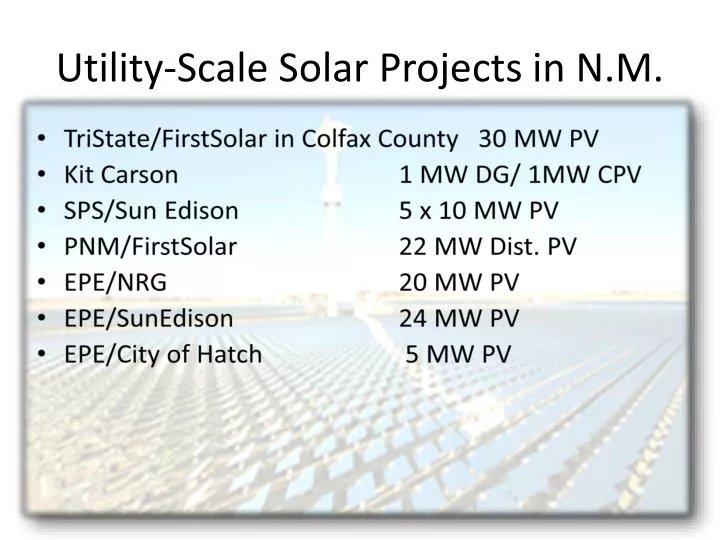 utility scale solar projects in n m