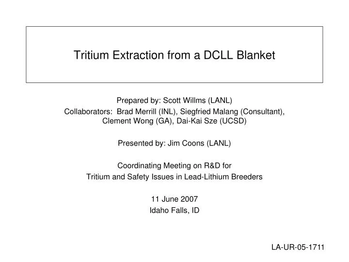 tritium extraction from a dcll blanket