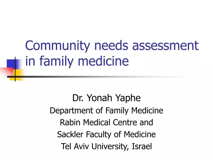 community needs assessment in family medicine