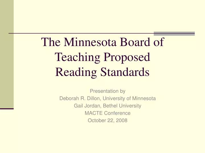 the minnesota board of teaching proposed reading standards
