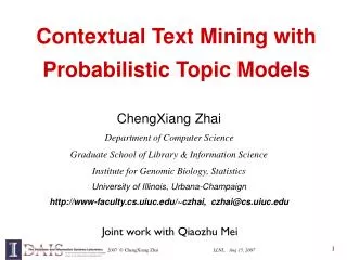 Contextual Text Mining with Probabilistic Topic Models