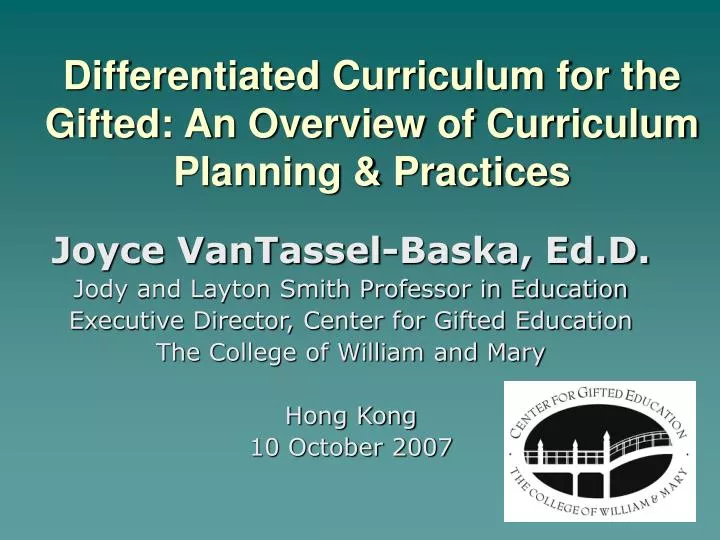 differentiated curriculum for the gifted an overview of curriculum planning practices