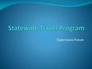 Statewide Travel Program