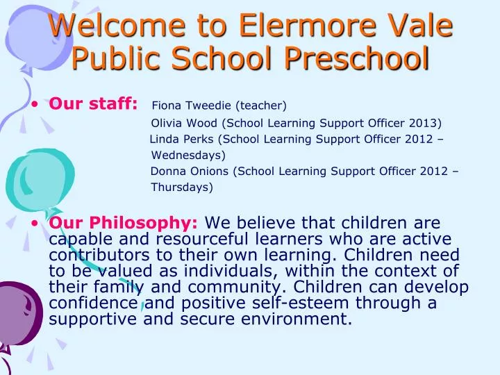 welcome to elermore vale public school preschool