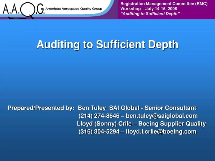 auditing to sufficient depth