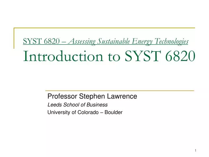 syst 6820 assessing sustainable energy technologies introduction to syst 6820