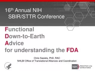 16 th Annual NIH SBIR/STTR Conference
