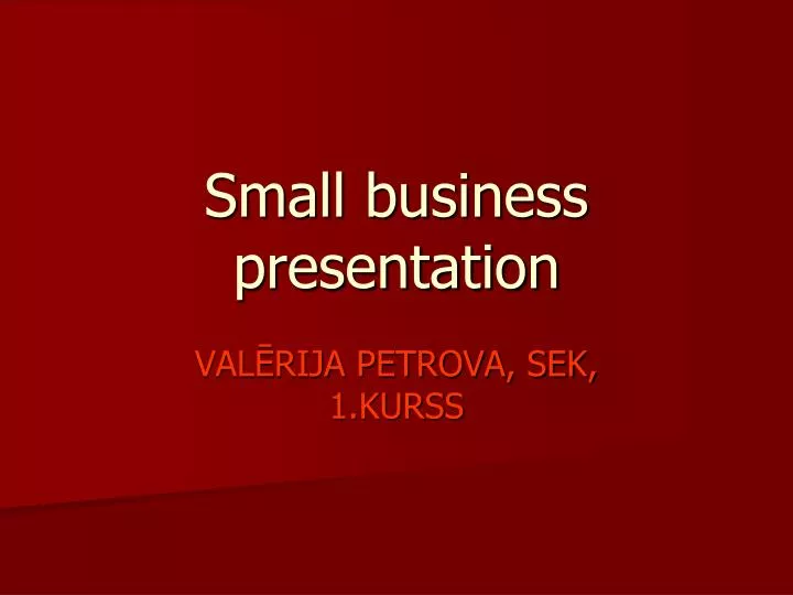 small business presentation
