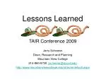 Lessons Learned - slide 1