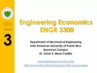 Engineering Economics ENGR 3300
