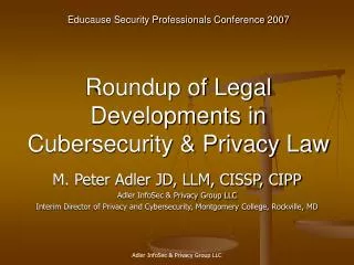 Roundup of Legal Developments in Cubersecurity &amp; Privacy Law