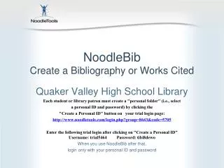 NoodleBib Create a Bibliography or Works Cited