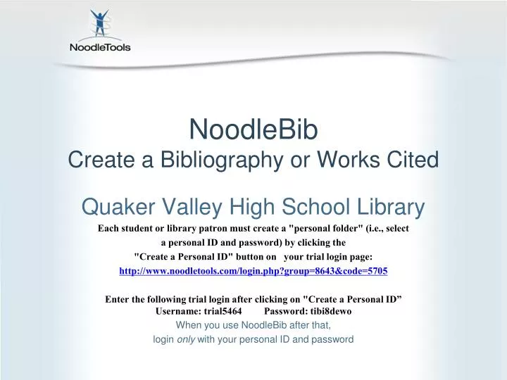 noodlebib create a bibliography or works cited