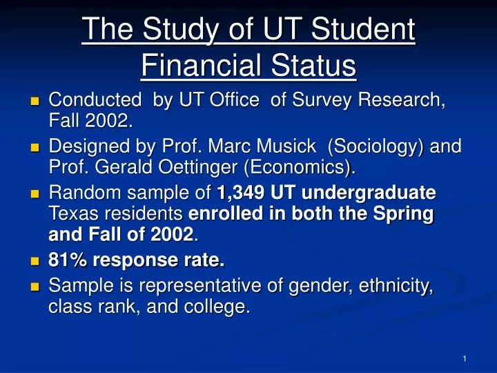 the study of ut student financial status
