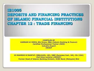 COMPILED BY HAMDAN HJ IDRIS, BSc Econs, MBA (Islamic Banking &amp; Finance)