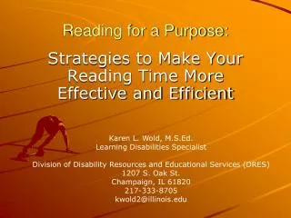 Reading for a Purpose: