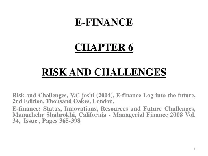 e finance chapter 6 risk and challenges