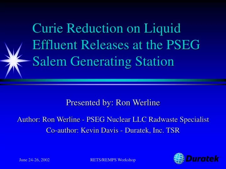 curie reduction on liquid effluent releases at the pseg salem generating station