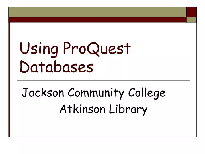 using proquest databases