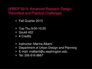 URBDP 591A Advanced Research Design: Theoretical and Practical Challenges