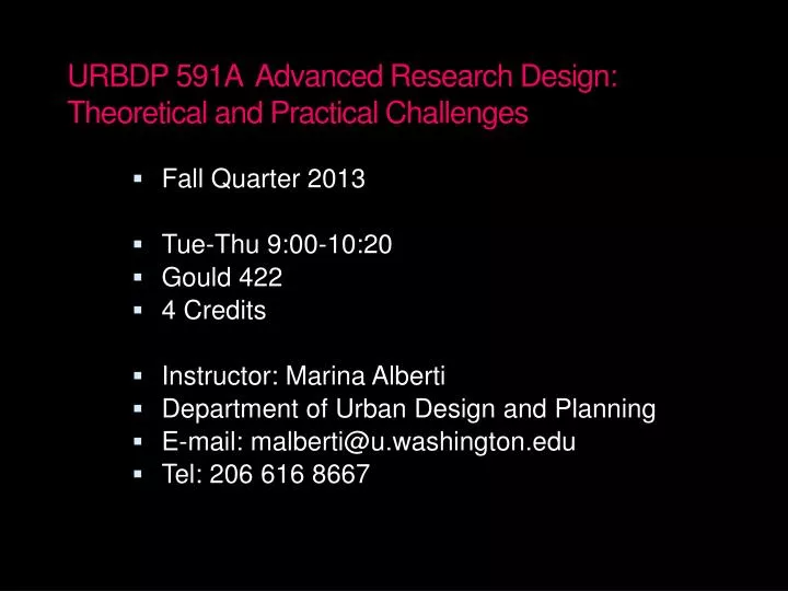 urbdp 591a advanced research design theoretical and practical challenges