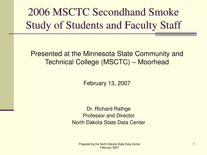 2006 msctc secondhand smoke study of students and faculty staff