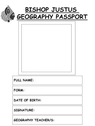 BISHOP JUSTUS GEOGRAPHY PASSPORT