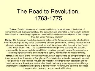 The Road to Revolution, 1763-1775