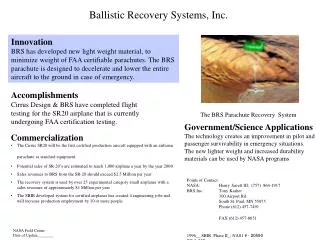 Ballistic Recovery Systems, Inc.