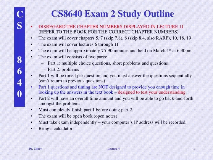 cs8640 exam 2 study outline