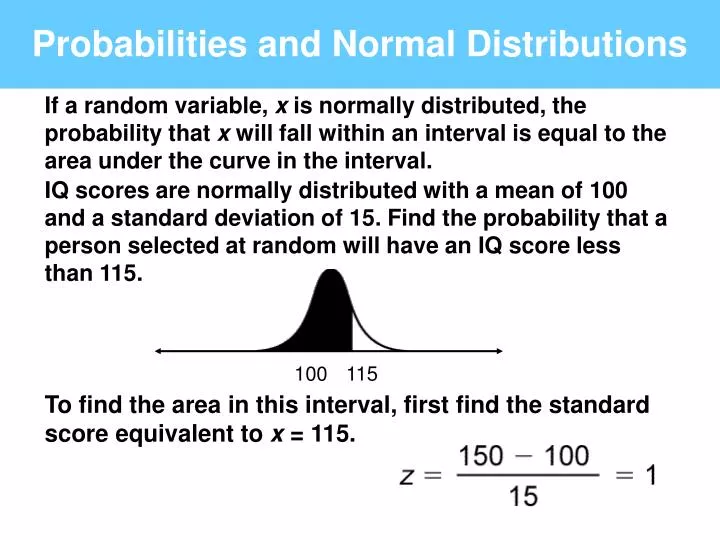 probabilities and normal distributions